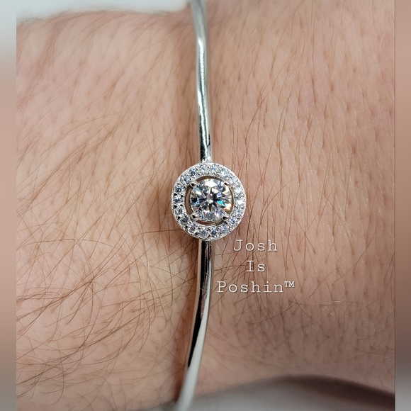 1/2CT T.W. Moissanite adjustable slip on bracelet in sterling silver - Picture 3 of 11